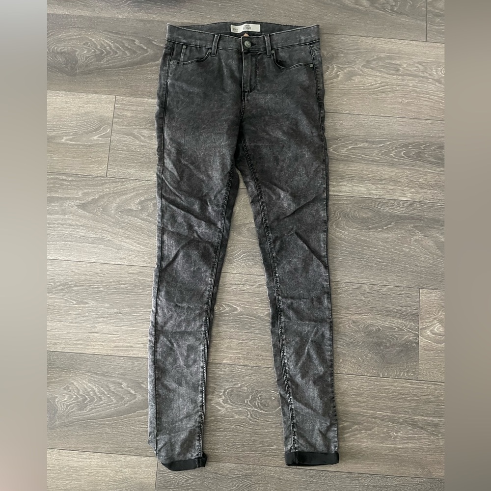 Topshop Moto Leigh skinny black/grey acid wash jeans size 28